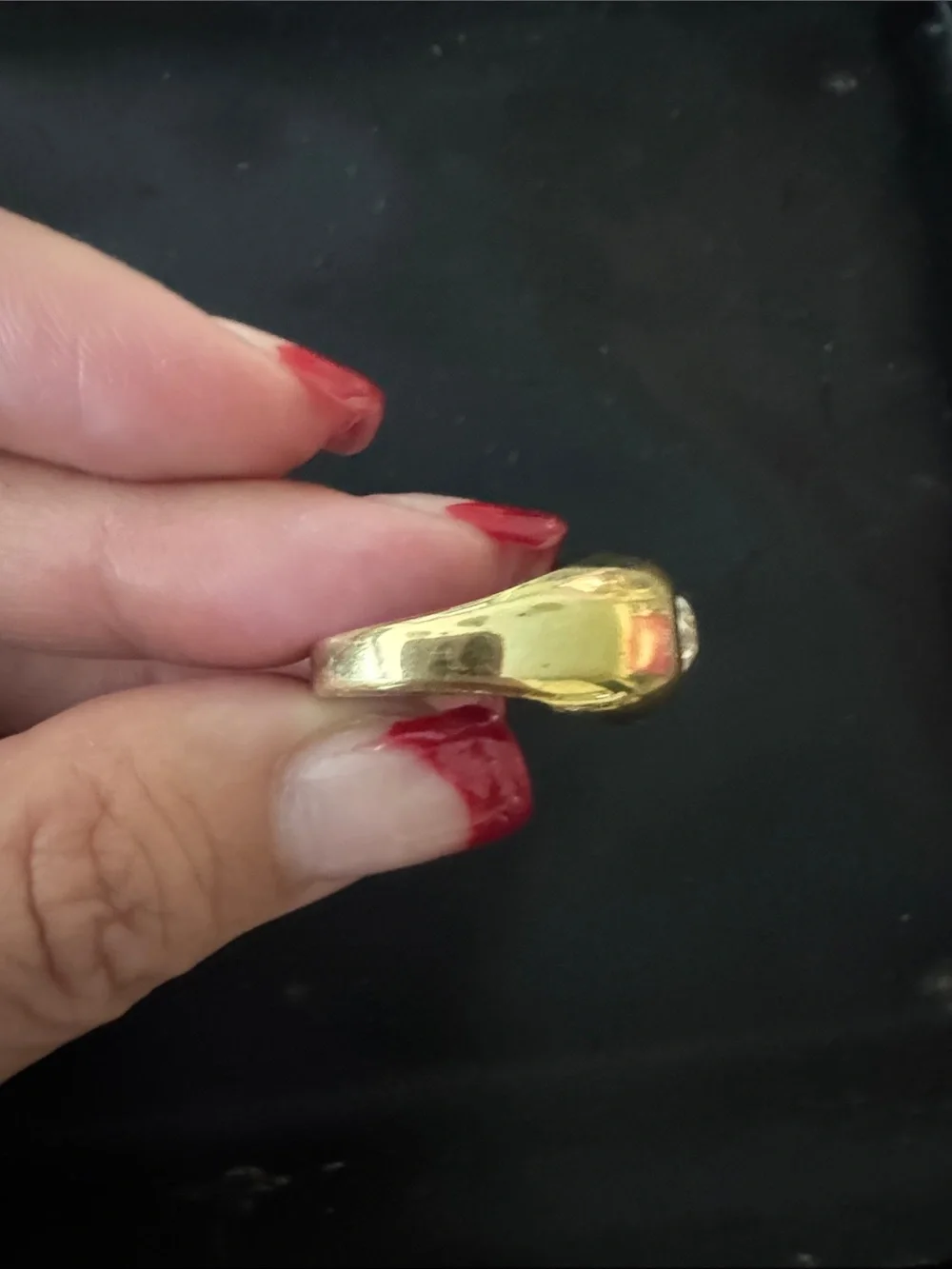Gold Signet Ring with Center Stone -Size 8/9 - NWT